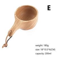 Wooden Mug Camping Water Beer Coffee Cup Hiking Picnic Tableware Bowl Outdoor Rubber Wood Mugs Bushcraft Cups. Type E beige