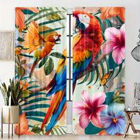 Hummingbird Semi-Blackout Curtain Panels 2pcs Woven Polyester Rod Pocket Curtains Digital Print for Bedroom Living Room Windows 100W130H(CM)&Grommet Top