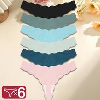 6Pcs Sexy Lingerie Women's Seamless Panties Ice Silk G-String Female Underpanties For Women Elasticity Thongs Secret G-String XL&Set white