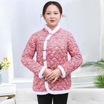 Women's Clothing Fleece-Lined and Thickened   Northeast Large Flower Padded Jacket Cotton Coat  Web Red Jacket XXXXXL