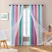 1pc Double-layer Blackout Curtains, Rainbow Color, Block Privacy, for Living Room Decor and Wall Decoration 100Cm * 130cm