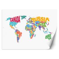 Wallpaper World map - coloured lettering 100x70 įvairiaspalvis