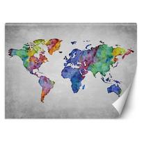 Wallpaper World map in watercolour 100x70 įvairiaspalvis
