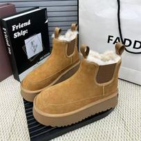 Fur Platform Chelsea Women Ankle Snow Boots Flats Suede Warm Plush Cotton Shoes Woman Brand Winter Trend Casual Cozy Botas Mujer 35 ruda