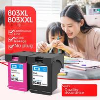 Compatible with HP 803 Ink Cartridges for DeskJet Printers: HP1112, 2132, 1110, 2130, 2621, 2623. 100ML ink 4 bottles + ink refilling tool mėlyna/juoda
