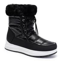 Women's Snow Boots Winter New Non-slip Women Fur Warm Ankle Boots Outdoor Waterproof Keep Warm Female Lace-up Platform Boots 35