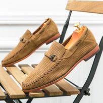 Men Perforated Lefu Shoes Leather Casual Shoes Lightweight Breathable Summer Gentlemen Casual Leather Shoes Simple Fashion Shoes 39 ruda