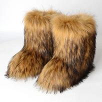 2024 Woman Mid-tube Boots Over-the-knee Fur Snow Boots Women's Fashion Keep Warm Wool-like Plus Velvet Padded Winter Women Boots 36 ruda