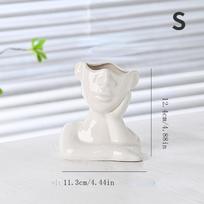 1 vnt. Skandinaviško stiliaus meditatoriaus keraminė vaza, kūrybinė dekoratyvinė vazelė gėlėms, gėlių kompozicijoms, hidroponinė vazelė, balto porceliano amatai