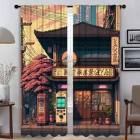 Miestai Pixel Art Užuolaidos Vaikų Kambario Pertvara Blackout Užuolaida Kambariui 2 Skydeliai Namų Interjero Užuolaidos Roletai Svetainė Virtuvė W50xH70cmx2pcs-CL