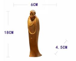 Wooden carving handle piece, boxwood solid wood carving, figure Buddha statue, Bodhidharma Patriarch, Chinese home decoration šviesiai pilka spalva
