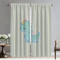 Little Dinosaur Blackout Curtain for Room 2 Panel Anti-mosquito Curtains for Camera Partition Halloween Decoration Shades Living W50xH70cmx2pcs-CL