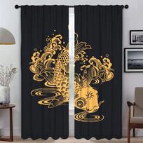 Chinese Style Koi Curtains for Bedroom Blackout Curtain for Room 2 Panel Halloween Decoration Home Interior Curtains Partition W50xH70cmx2pcs-CL