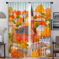 Gothic Autumn Curtains for Bedroom Blackout Curtain for Room 2 Panel Halloween Decoration Partition Home Interior Curtains Child W50xH70cmx2pcs-CL