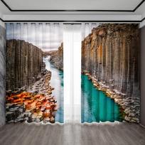 2PC Home Decoration Curtains, Beach Villa Scenery With Pole Bag Curtains, Kitchen,Coffee Shop,Living Room, Balcony, Garden 75x166cm&Without mount