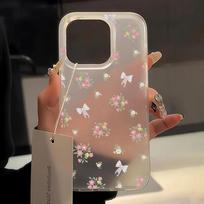 Mobiliųjų telefonų dėklai, skirti iPhone 11 13 15 Pro Max 12 14 Pro Max Case iPhone 16 15 Plus 13 Pro 12 Matinio tekstūros dažytos animacinės gėlės iPhone 11 balta