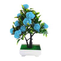Artificial Flower Plant Rose Potted Bonsai Office Garden Desktop Ornament Decor ARI mėlyna