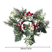 Christmas Candlestick Fake Leaves Wreath For Candle Holder Artificial Cherry Pinecone Garland ARI