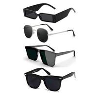 „Sheomy Unisex Combo“ pasiūlymas 4 atspalvių akinių paketas Black Candy MC stan Stačiakampis Retro Vintage siauri akiniai nuo saulės moterims::Vyrai
