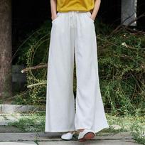Spring and Summer Women's National Style Light Retro Zen Women's Trousers Wide-leg Pants L