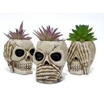 Skull Flower Pots, Skeleton Vases for Succulents, Flowers, Punk Home Decor & Accessories, Halloween & Day of the Dead Decoration beige