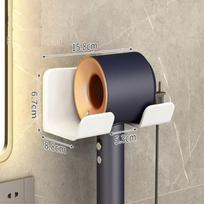 Hair Dryer Holder Wall Mounted Hair Straightener Dryer Hair Stand Bathroom Organizer Shelves Washroom Organization Shelves white