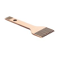 Audimo staklės šukos dvipusio ergonomiško dizaino, patvarios, iš buko, blizgaus paviršiaus, medinės staklių šukos skirtos beige