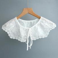 Korean Shirt Fake Collar Shawl Wraps for Womens Hollow Out Floral Lace Necklace False Collar Summer Dress Detachable Collar