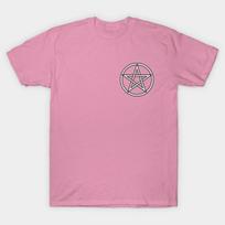 T Shirt Women Pentagram Corner Dark Harajuku Print Kawaii Tshirt Summer Short Sleeve Female T-Shirt Top Tee S rožinė