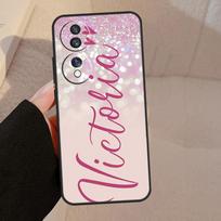 Personalised initials name shiny For Honor 90 70 50 Lite Magic 5 Pro 8X 9X Phone Case For Honor X8a X9a X7a X6a X9 X7 X8 X9b Honor Magic5 Lite white