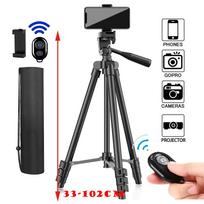 Trikojis telefonui, fotoaparatui, trikojo stovas su Bluetooth nuotolinio valdymo pulteliu, telefono laikiklis, lengvas, universalus, fotografijai, skirtas Xiaomi, Huawei, DSLR juoda