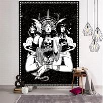Deivė Hekatė Taro būrimas Namų dekoras Raganų gobelenas Mandala Sienų dekoras Hipis Boho Moon Phase Gobelenas Sofos antklodė 29x37in