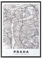 Plakatas žemėlapis miesto planas Praha juodame rėmelyje 21x30 cm