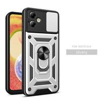 For Motorola G14 4G Case Slide Camera Protection Phone Case for Moto G14 G 14 MotoG14 Car Magnetic Ring Holder Armor Back Cover For Moto G14 black