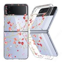 For Samsung Galaxy Z Flip5 Flip6 Flip4 Case Flower Pattern Shockproof Folding Transparent Cover For Samsung Galaxy Z Flip 5 4 3 For Samsung Z Flip 4