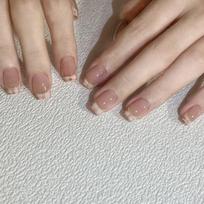 24 Pcs Short Ballerinas Press On Nail French Tip Full Cover Stick on Nail Elegant Artificial Nail Glossy False Nail gray