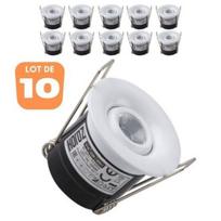 Set of 10 SILVIA 1W round white adjustable LED mini spotlights balta