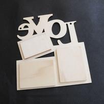 Saldus medinis tuščiaviduris meilės nuotraukų rėmelis Namų dekoras Art Diy Dovana