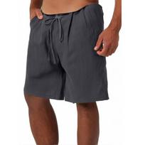 Vyriškos medvilnės ir lino vienspalvės užrišamos sportinės kelnės Vyriški šortai Laisvalaikio kelnės XXXXL black