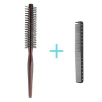 Nylon Round Hair Brush Anti-Static Comb Hairdressing Blow Drying Blow Bangs Pear Head Straight Hair Hairdressing Wooden Comb juoda