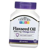Omega 3 6 9, Flaxseed Oil, Flaxseed Oil 1000, 21st Century  (67440010) 60softgels