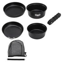 Camping Pot Pan Prevent Stick Coating Portable Aluminum Alloy Outdoor Cookware Set for Hiking L black