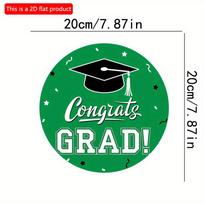 2D flat 20*20cm 1pc Graduation Cap pattern School Grad Party Green wooden Decor, Simple and atmospheric style good quality Congratulation Graduation 20*20cm