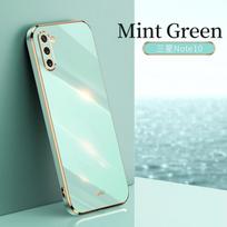 For Samsung Galaxy Note 10 Case Luxury Square Plating SM-N970FSM-N970F/DS Phone Case ShockProof Silicone Back Cover Fundas For Galaxy Note10&Case & Strap white