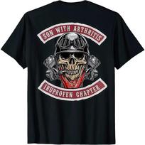 NEW Son With Arthritis Ibuprofen Chapter Old Biker Motorcycle-On Back Tee S juoda