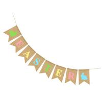 Easter Bunting Pendant Festivals Garland Burlap Craft Banner Pendants Party Props Scene Layout Festival Hanging Decor beige