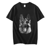 Laisvalaikio T-shirt vyrams Vokiečių aviganio paveikslėliu trumpomis rankovėmis Vokiečių aviganis Juoda ir balta Vyriškas T-shirt Madingi drabužiai S smėlis