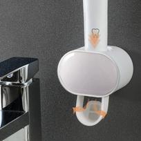 Automatinis dantų pastos dozatorius spaudiklis dantų pasta dantų dulkėms atsparus dantų šepetėlių laikiklis montuojamas ant sienos stovas vonios aksesuarų rinkinys gray