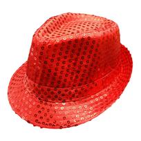 Men's Women's Jazz Hats Sequins Decorated Stage Dance Performance Party Holiday Hat Cowboy Hats One Size raudona