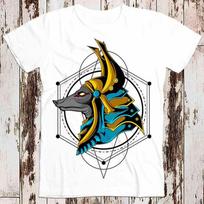 230 Gsm 100% Cotton The Great Anubis Sacred Geometry Abstract Ancient Egypt Animal Ankh Antique Anubis Tattoo T Shirt Top Tee 8391 XXS balta